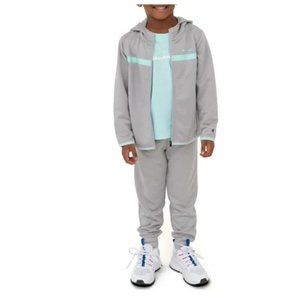 Champion Girls' Size 2T Lightweight Set; Jacket, Tee and Joggers Blue Gray 2T